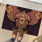 Personalized Brisbane Broncos Rubber Doormat Polynesian Tribal Pattern Style