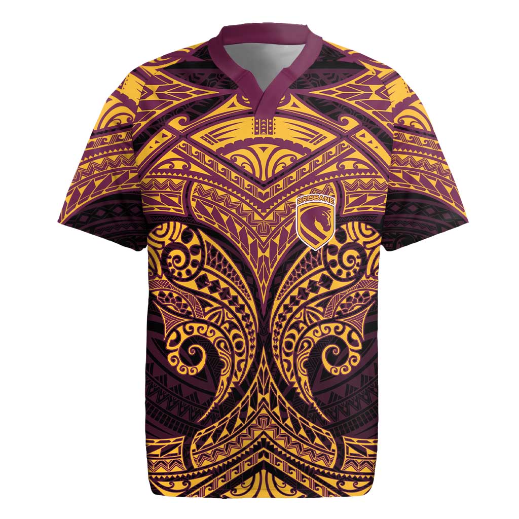 Personalized Brisbane Broncos Rugby Jersey Polynesian Tribal Pattern Style