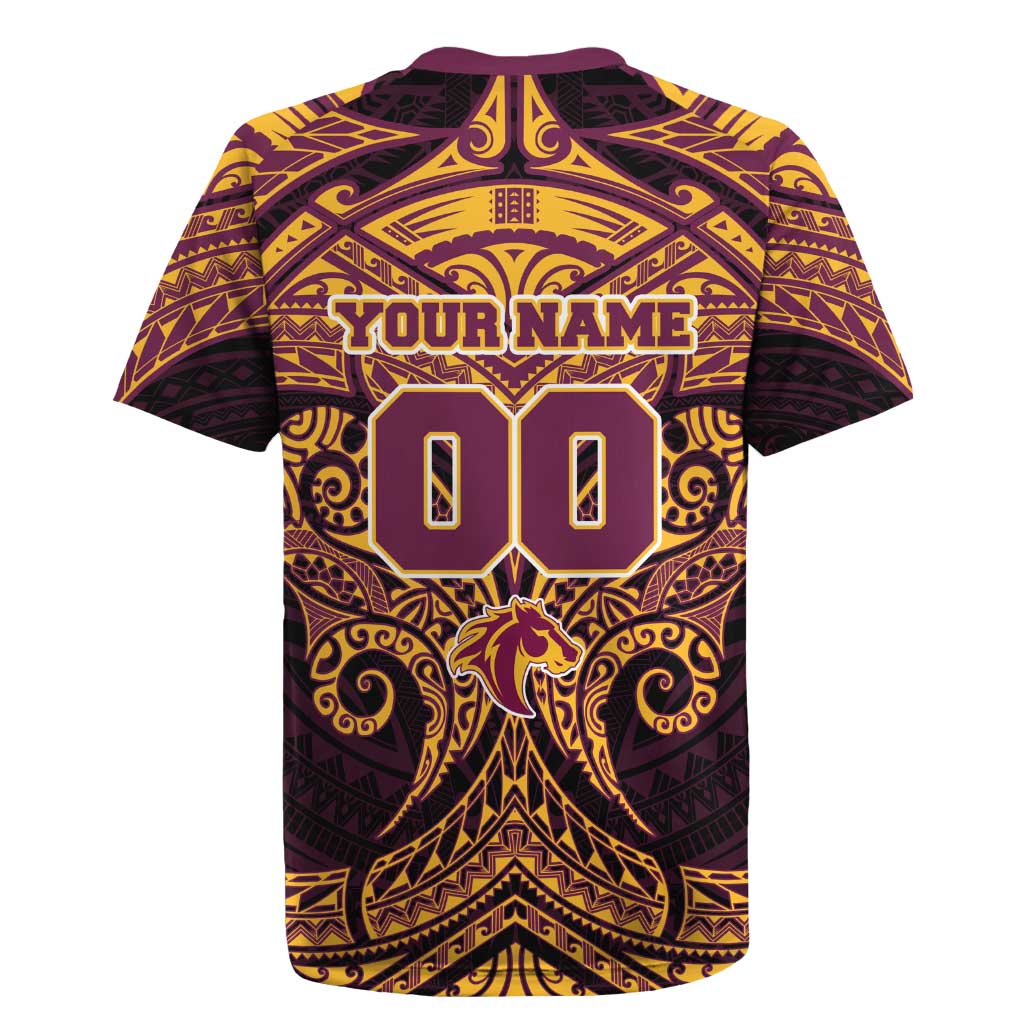 Personalized Brisbane Broncos Rugby Jersey Polynesian Tribal Pattern Style