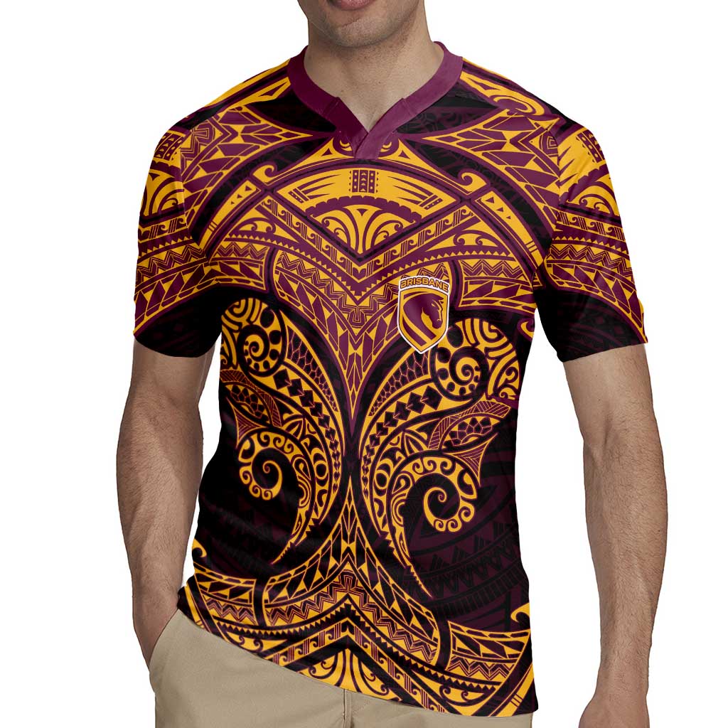Personalized Brisbane Broncos Rugby Jersey Polynesian Tribal Pattern Style