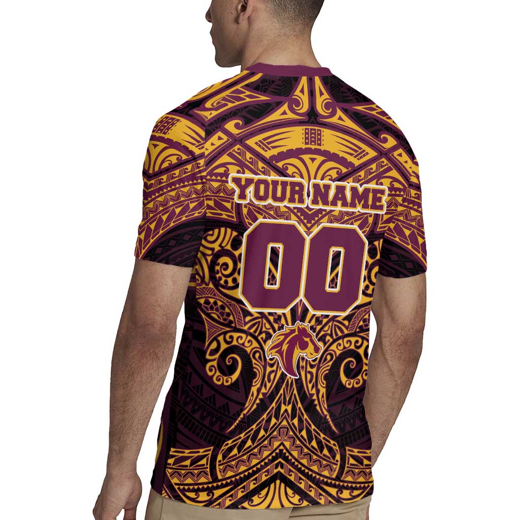 Personalized Brisbane Broncos Rugby Jersey Polynesian Tribal Pattern Style
