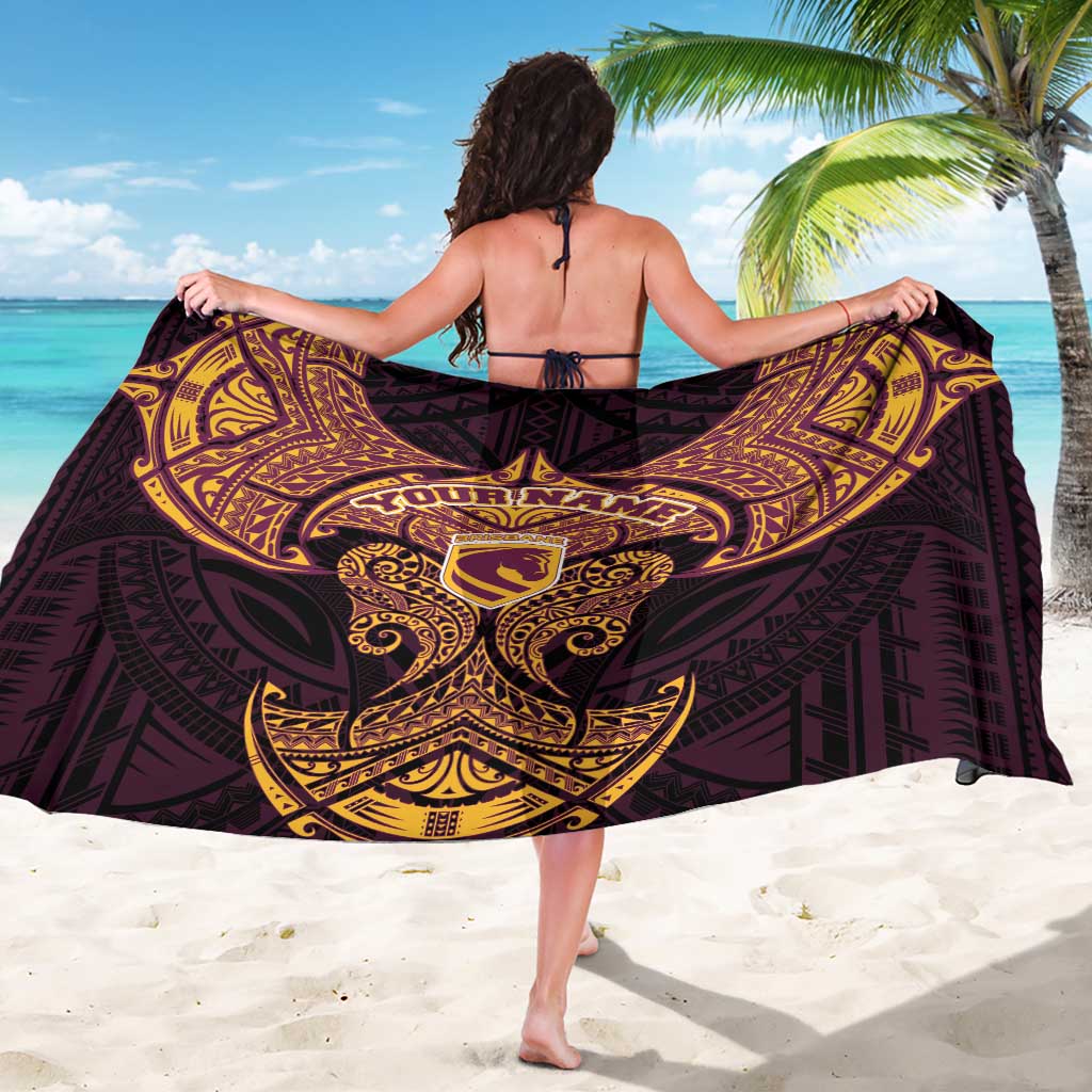 Personalized Brisbane Broncos Sarong Polynesian Tribal Pattern Style