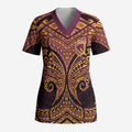 Personalized Brisbane Broncos Scrub Top Polynesian Tribal Pattern Style
