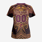 Personalized Brisbane Broncos Scrub Top Polynesian Tribal Pattern Style