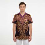 Personalized Brisbane Broncos Scrub Top Polynesian Tribal Pattern Style