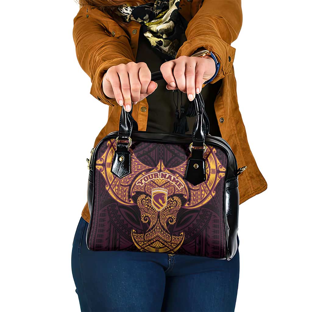 Personalized Brisbane Broncos Shoulder Handbag Polynesian Tribal Pattern Style