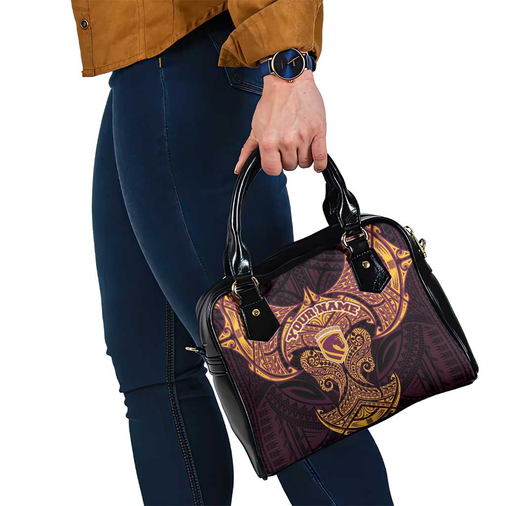 Personalized Brisbane Broncos Shoulder Handbag Polynesian Tribal Pattern Style