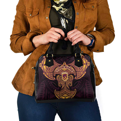 Personalized Brisbane Broncos Shoulder Handbag Polynesian Tribal Pattern Style