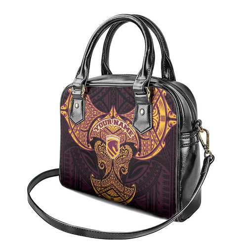 Personalized Brisbane Broncos Shoulder Handbag Polynesian Tribal Pattern Style