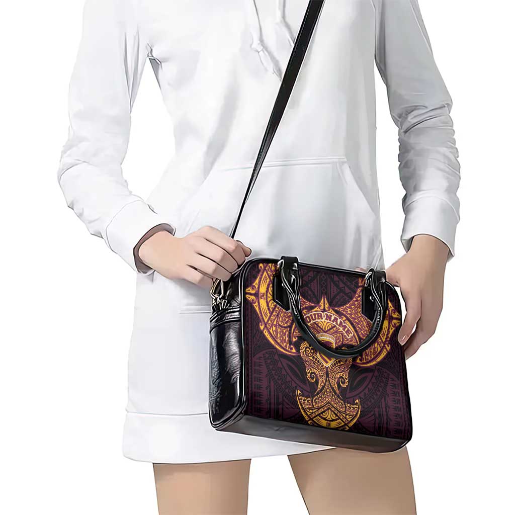 Personalized Brisbane Broncos Shoulder Handbag Polynesian Tribal Pattern Style