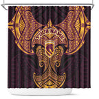 Personalized Brisbane Broncos Shower Curtain Polynesian Tribal Pattern Style
