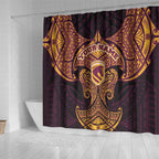 Personalized Brisbane Broncos Shower Curtain Polynesian Tribal Pattern Style