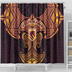 Personalized Brisbane Broncos Shower Curtain Polynesian Tribal Pattern Style