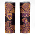 Personalized Brisbane Broncos Skinny Tumbler Polynesian Tribal Pattern Style