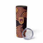 Personalized Brisbane Broncos Skinny Tumbler Polynesian Tribal Pattern Style