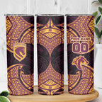 Personalized Brisbane Broncos Skinny Tumbler Polynesian Tribal Pattern Style