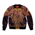 Personalized Brisbane Broncos Sleeve Zip Bomber Jacket Polynesian Tribal Pattern Style