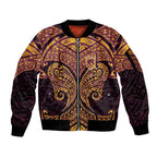 Personalized Brisbane Broncos Sleeve Zip Bomber Jacket Polynesian Tribal Pattern Style