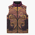 Personalized Brisbane Broncos Sleeveless Puffer Jacket Polynesian Tribal Pattern Style