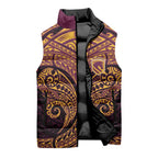 Personalized Brisbane Broncos Sleeveless Puffer Jacket Polynesian Tribal Pattern Style