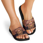 Personalized Brisbane Broncos Slide Sandals Polynesian Tribal Pattern Style