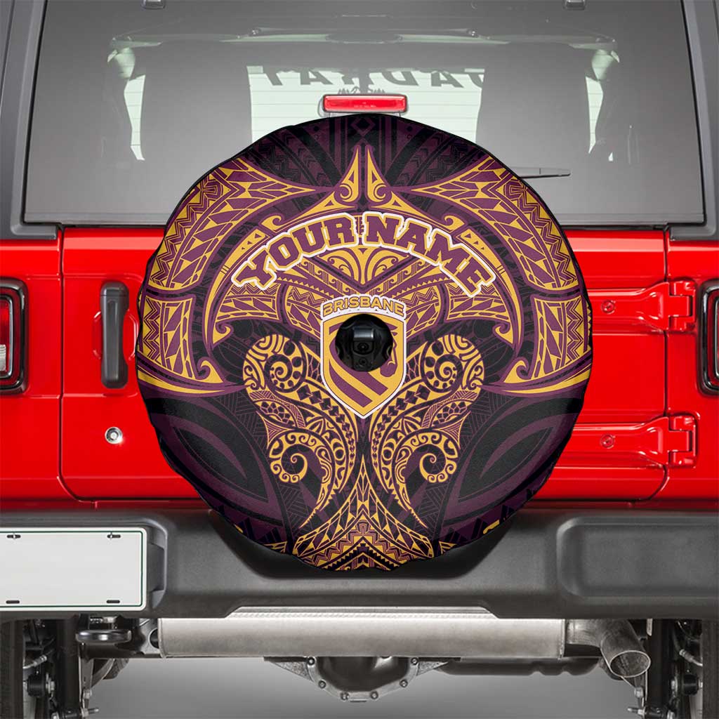 Personalized Brisbane Broncos Spare Tire Cover Polynesian Tribal Pattern Style