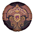 Personalized Brisbane Broncos Spare Tire Cover Polynesian Tribal Pattern Style