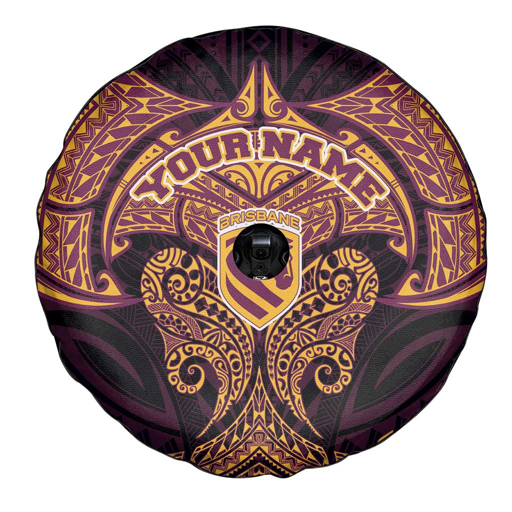 Personalized Brisbane Broncos Spare Tire Cover Polynesian Tribal Pattern Style
