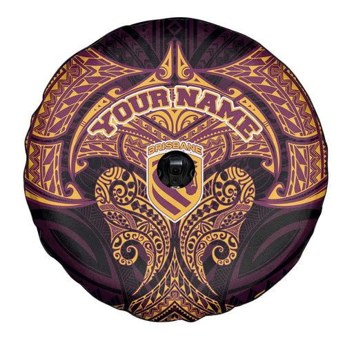 Personalized Brisbane Broncos Spare Tire Cover Polynesian Tribal Pattern Style