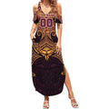 Personalized Brisbane Broncos Summer Maxi Dress Polynesian Tribal Pattern Style
