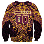 Personalized Brisbane Broncos Sweatshirt Polynesian Tribal Pattern Style