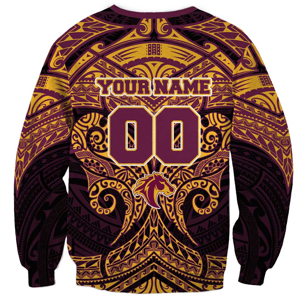 Personalized Brisbane Broncos Sweatshirt Polynesian Tribal Pattern Style
