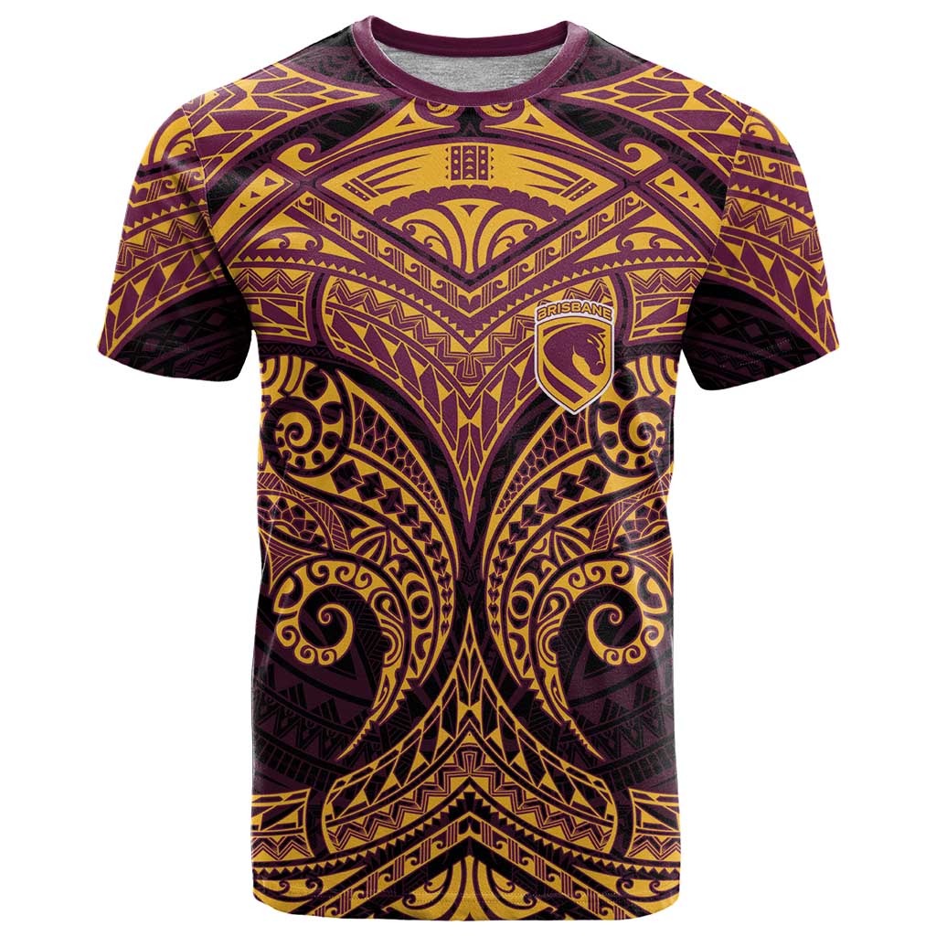 Personalized Brisbane Broncos T Shirt Polynesian Tribal Pattern Style