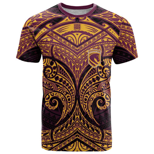 Personalized Brisbane Broncos T Shirt Polynesian Tribal Pattern Style