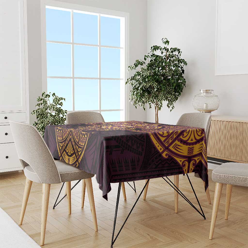 Personalized Brisbane Broncos Tablecloth Polynesian Tribal Pattern Style