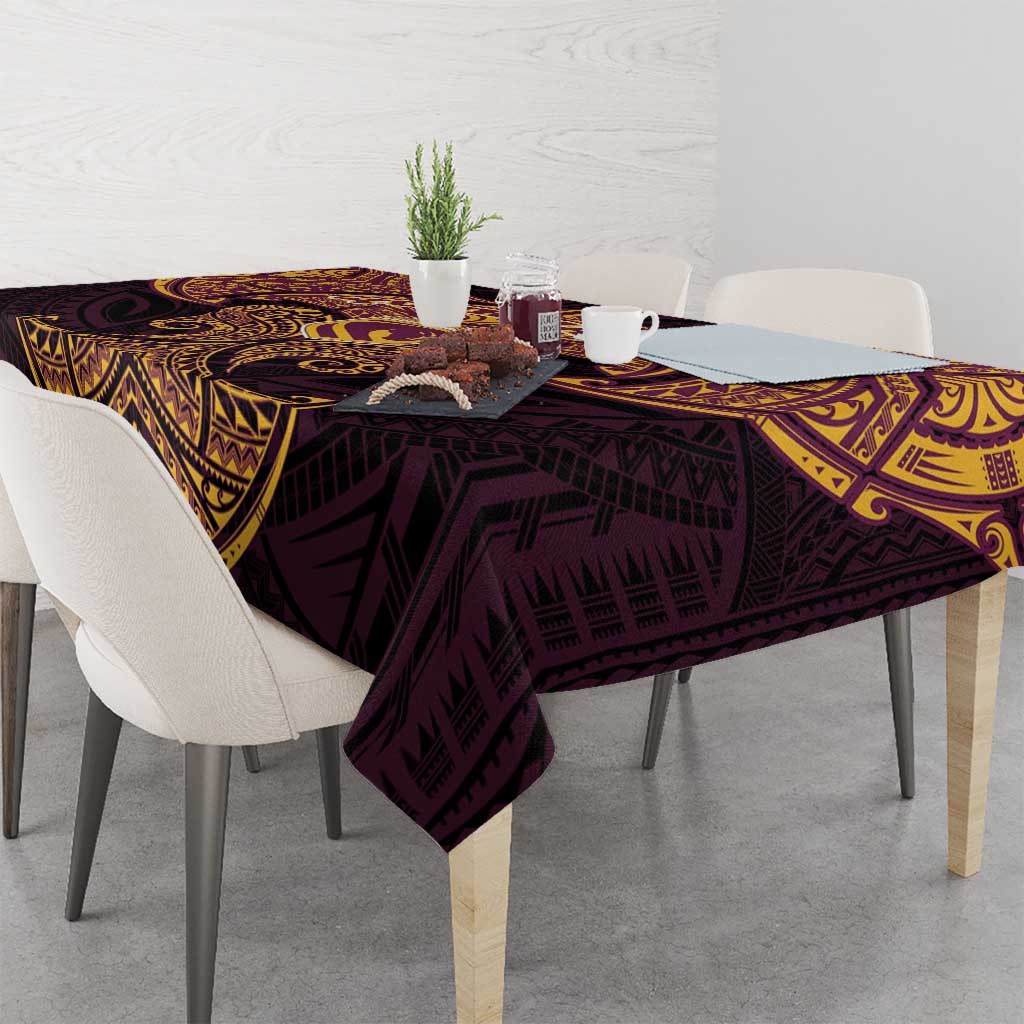 Personalized Brisbane Broncos Tablecloth Polynesian Tribal Pattern Style