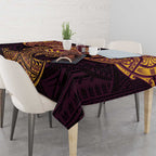 Personalized Brisbane Broncos Tablecloth Polynesian Tribal Pattern Style