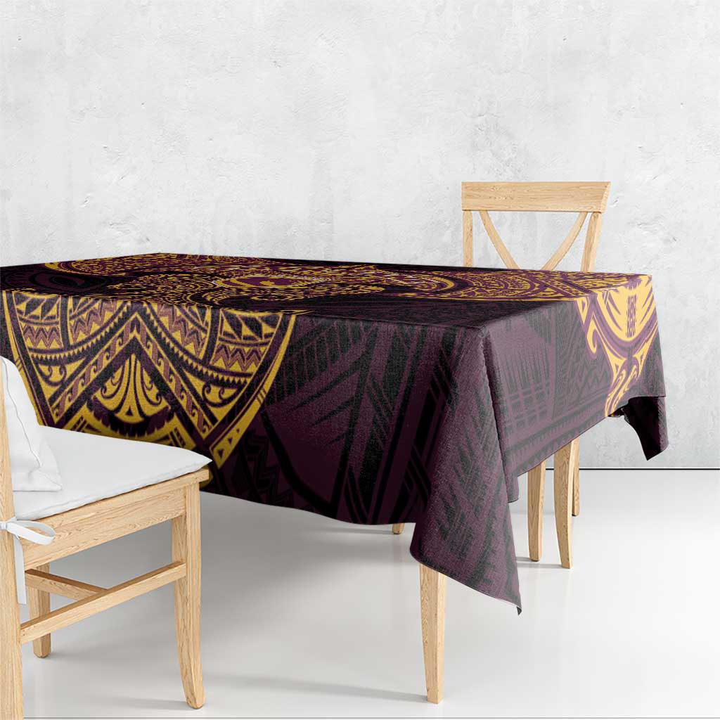 Personalized Brisbane Broncos Tablecloth Polynesian Tribal Pattern Style