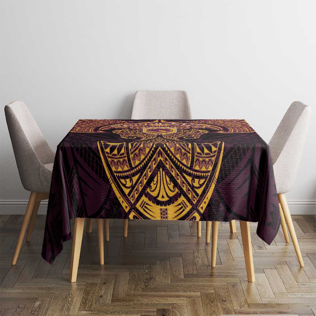 Personalized Brisbane Broncos Tablecloth Polynesian Tribal Pattern Style