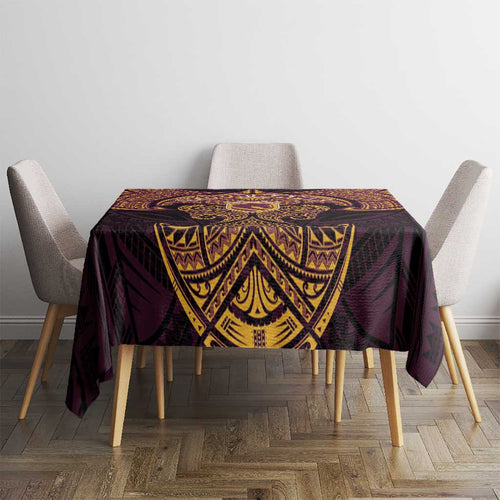 Personalized Brisbane Broncos Tablecloth Polynesian Tribal Pattern Style