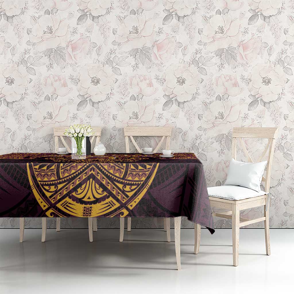 Personalized Brisbane Broncos Tablecloth Polynesian Tribal Pattern Style