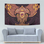 Personalized Brisbane Broncos Tapestry Polynesian Tribal Pattern Style