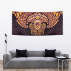 Personalized Brisbane Broncos Tapestry Polynesian Tribal Pattern Style