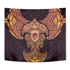 Personalized Brisbane Broncos Tapestry Polynesian Tribal Pattern Style