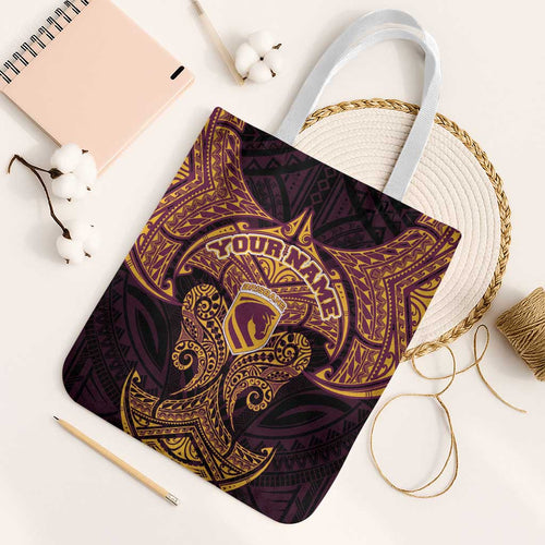 Personalized Brisbane Broncos Tote Bag Polynesian Tribal Pattern Style