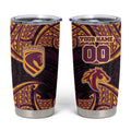 Personalized Brisbane Broncos Tumbler Cup Polynesian Tribal Pattern Style