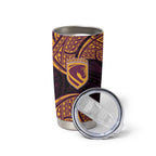 Personalized Brisbane Broncos Tumbler Cup Polynesian Tribal Pattern Style