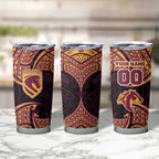 Personalized Brisbane Broncos Tumbler Cup Polynesian Tribal Pattern Style