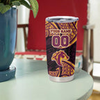 Personalized Brisbane Broncos Tumbler Cup Polynesian Tribal Pattern Style