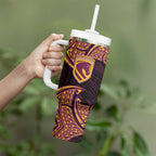 Personalized Brisbane Broncos Tumbler With Handle Polynesian Tribal Pattern Style